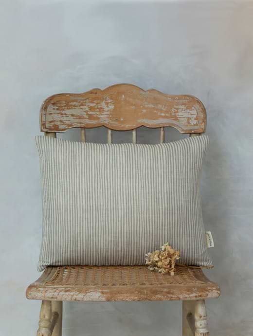 Sam Wilson Grey Stripe Rectangle Linen Cushion