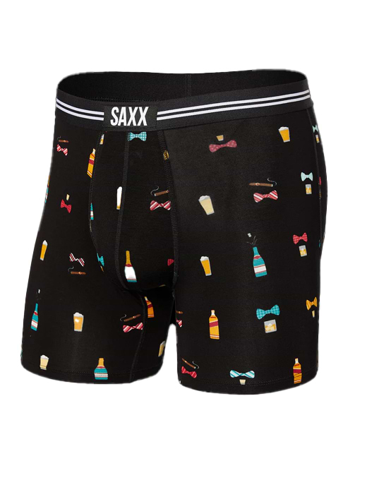  SAXX Vibe Super Soft Boxer Brief Bowties N Booze Black 