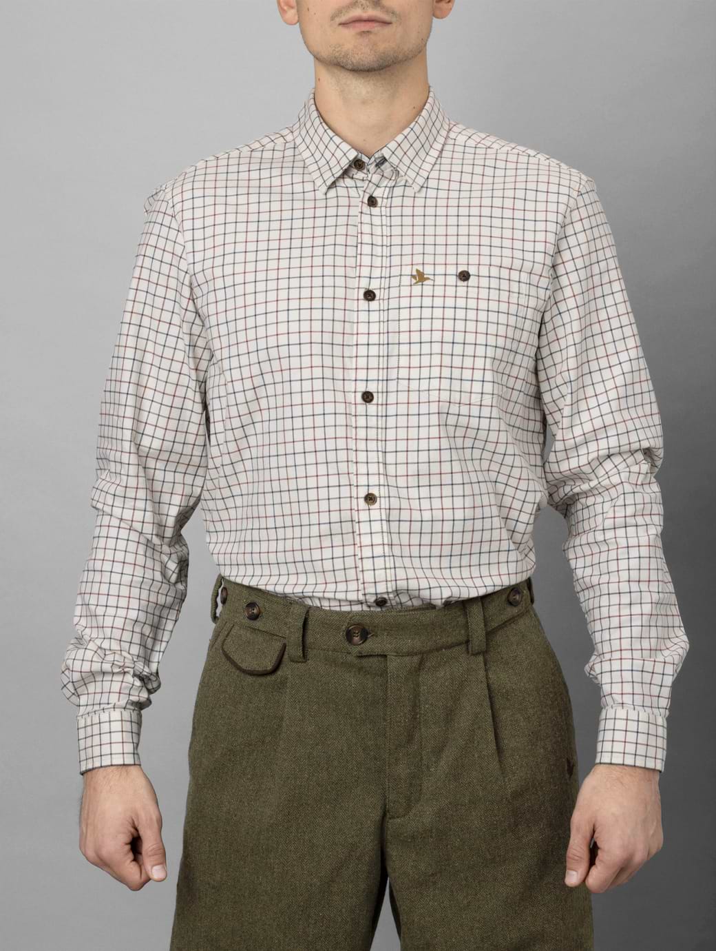 Seeland Men's Oxford Shooting Shirt Grape Leaf/Terracotta Check