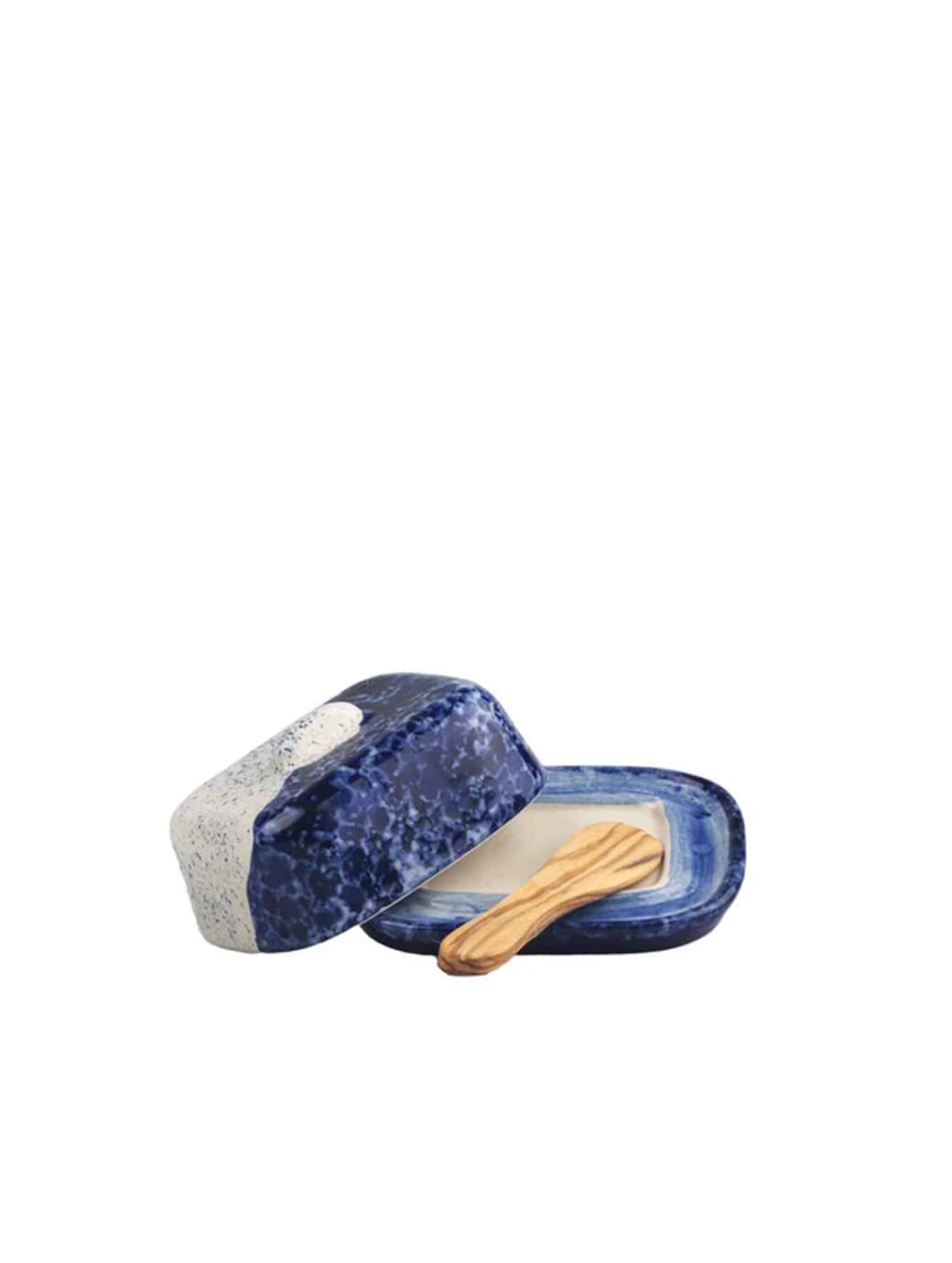 Selbrae House Mini Ceramic Butter Dish & Knife Set Navy One Size