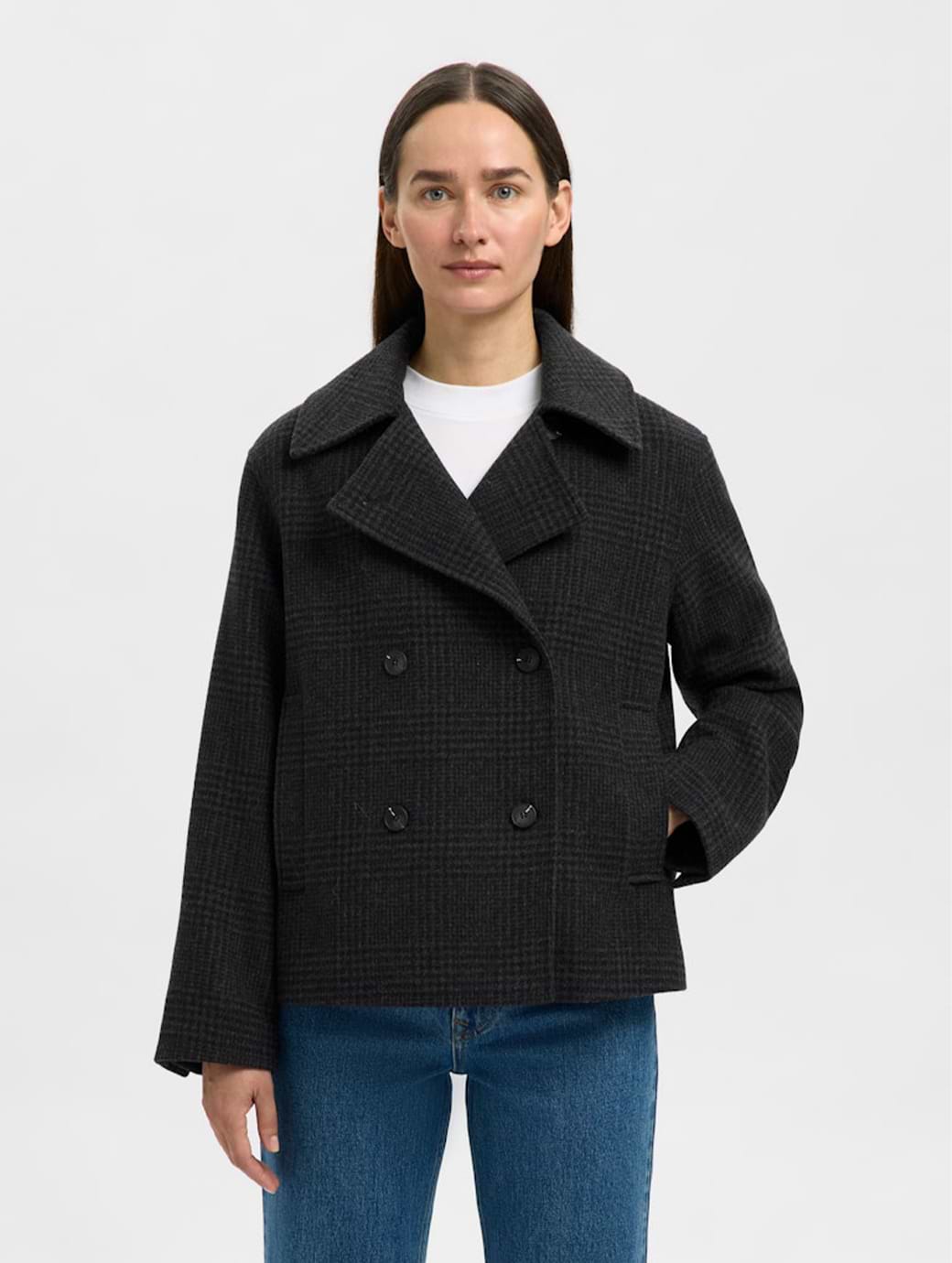 Selected Femme Alma Pattern Lano Jacket Black/Grey