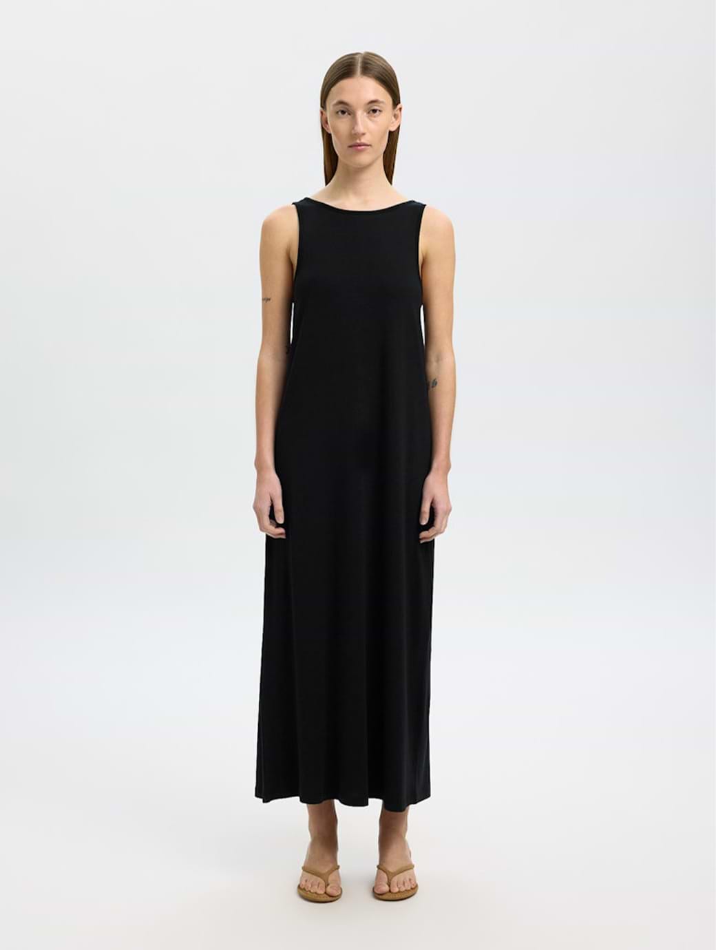 Selected Femme Anola Sleeveless Low Back Ankle Dress Black