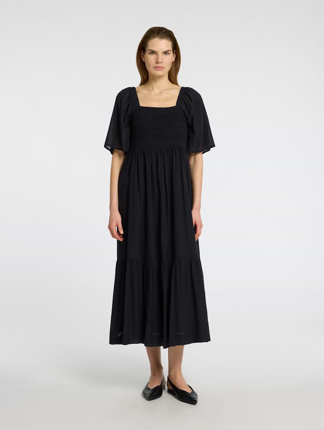 Selected Femme Dora Short Sleeve Ankle Dress Black
