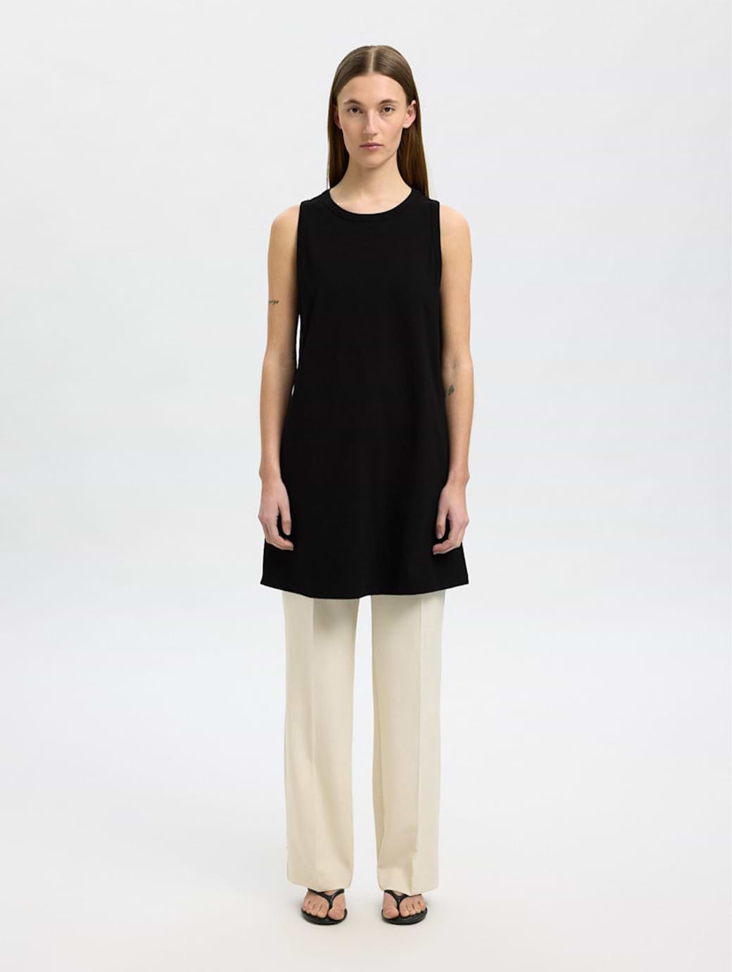 Selected Femme Essential Sleeveless Tank Short Dress Black