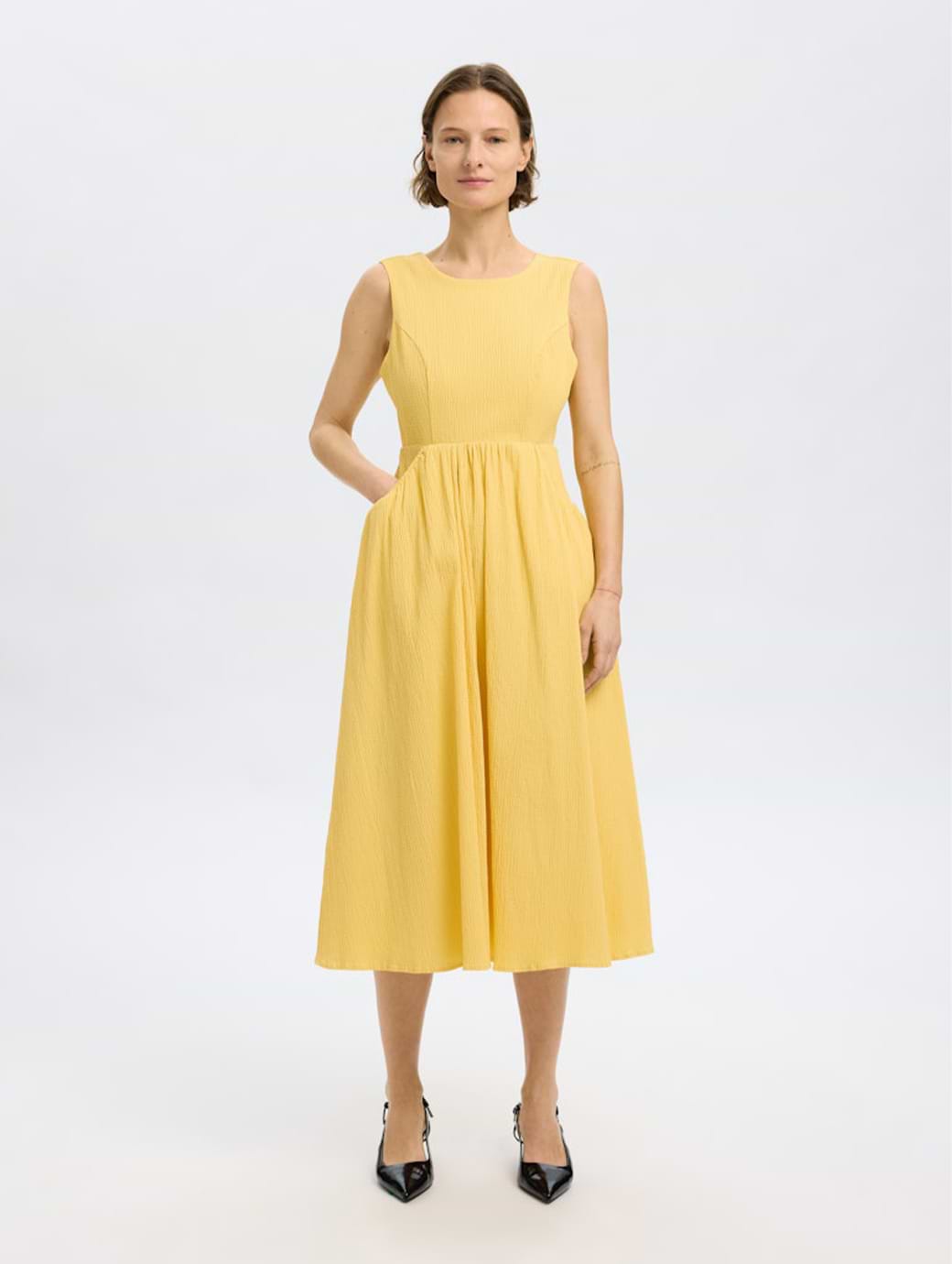 Selected Femme Leonora Sleeveless Pocket Midi Dress Sundress