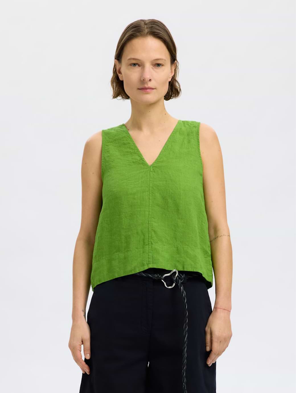 Selected Femme Linna Sleeveless Reversible Linen Top Spindle Tree