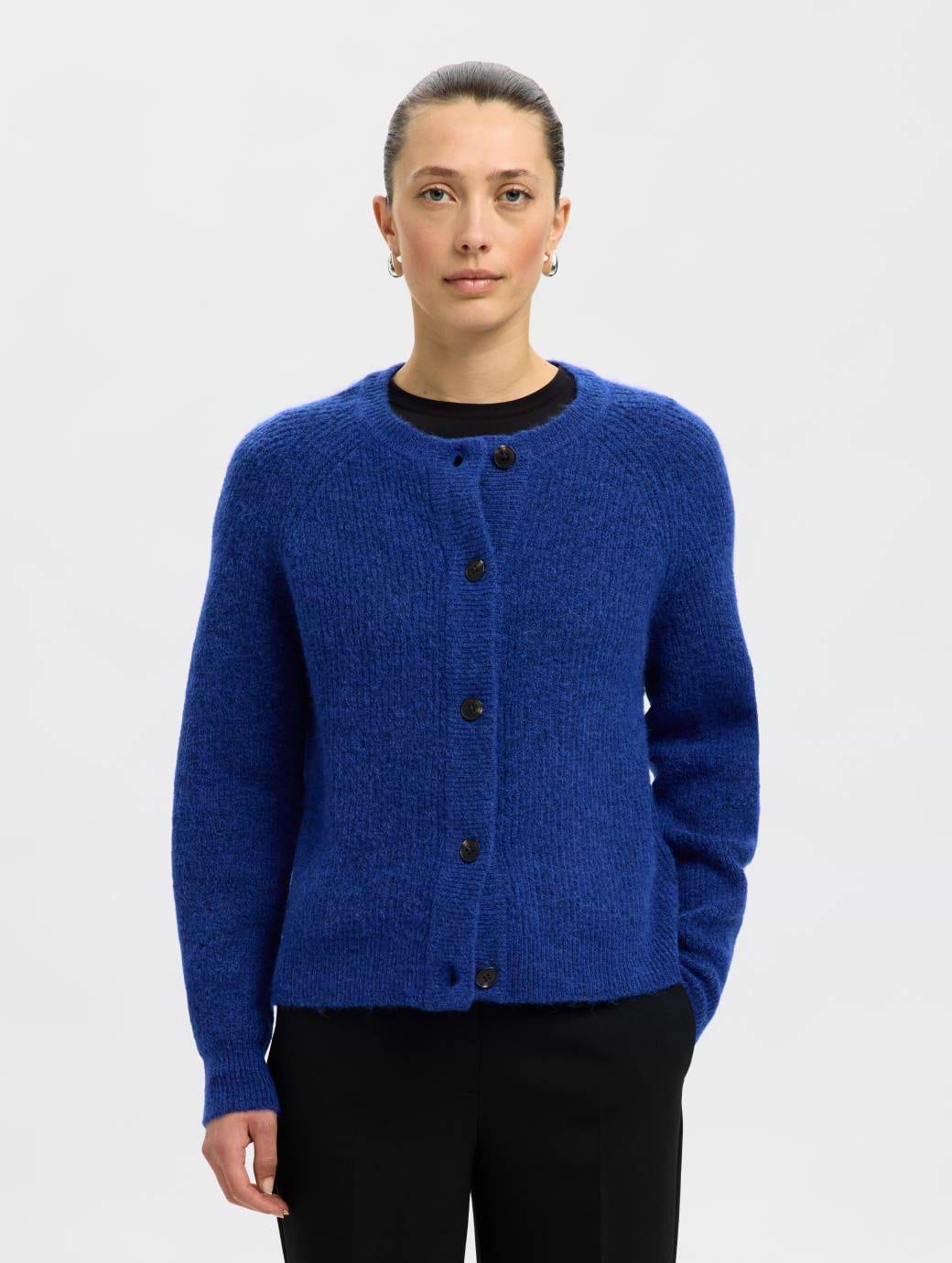 Cárdigan De Punto Selected Femme - Manga Larga, Corte Corto, Mezcla De Lana Y Alpaca, Estilo Otoñal Elegante