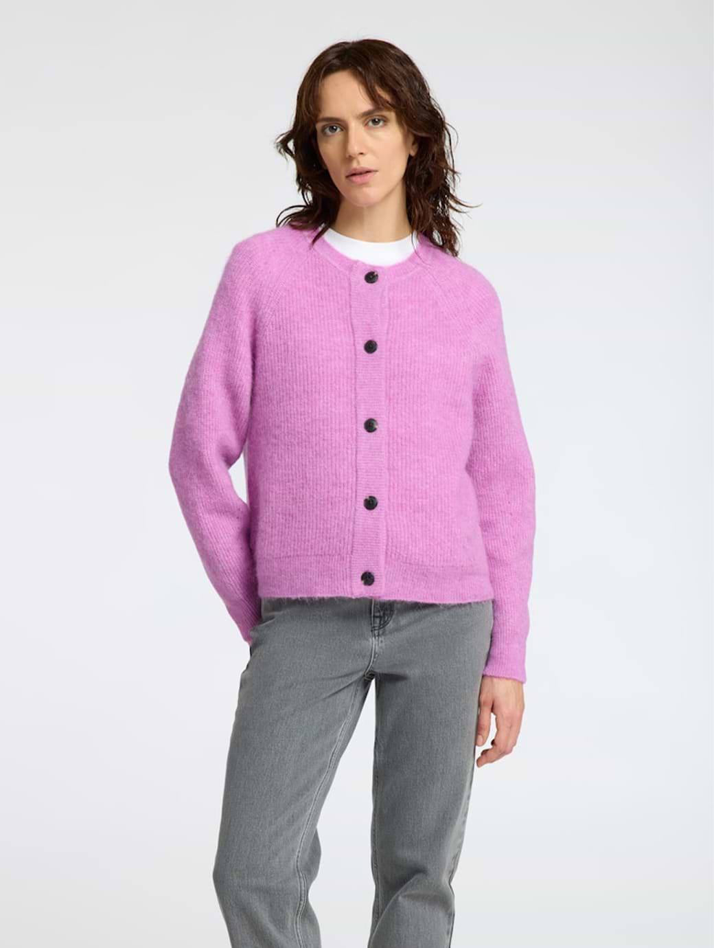 Selected Femme Lulu Long Sleeve Short Knit Cardigan First Bloom