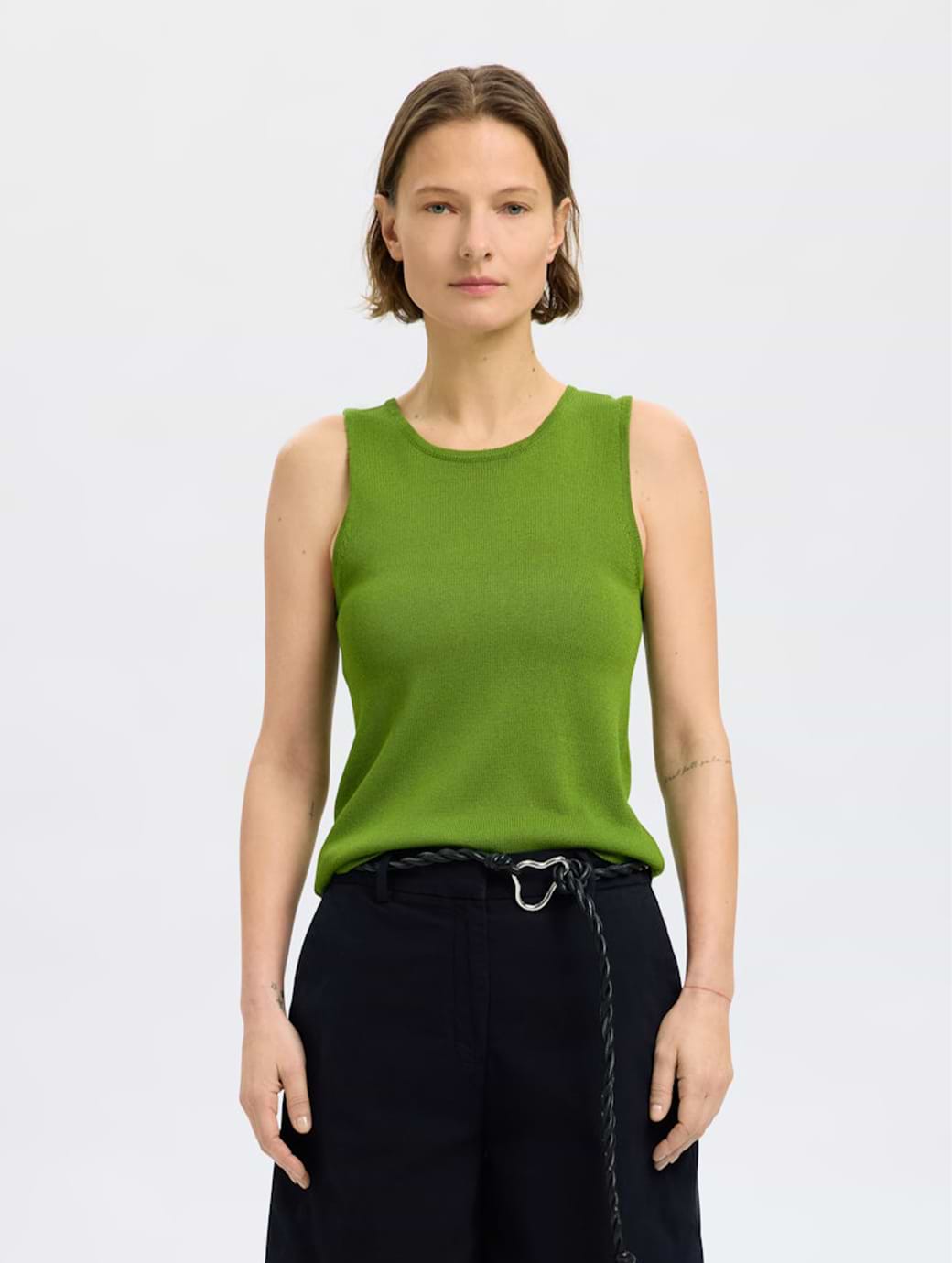 Selected Femme Moon Sleeveless Knit Top Spindle Tree