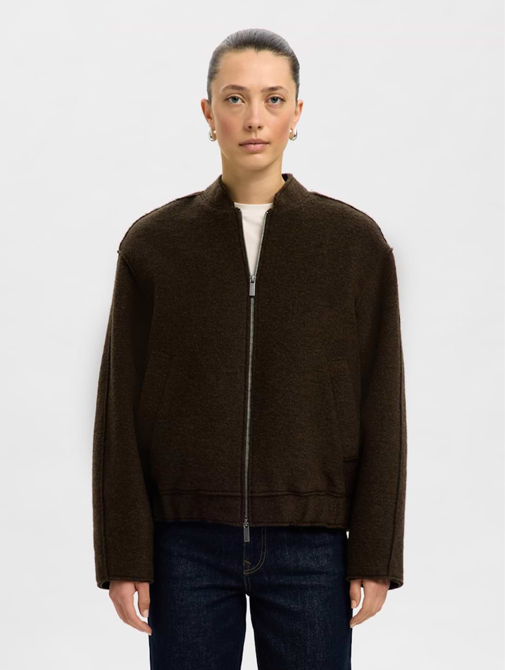 Selected Femme Reign Lano Bomber Jacket Delicioso Melange