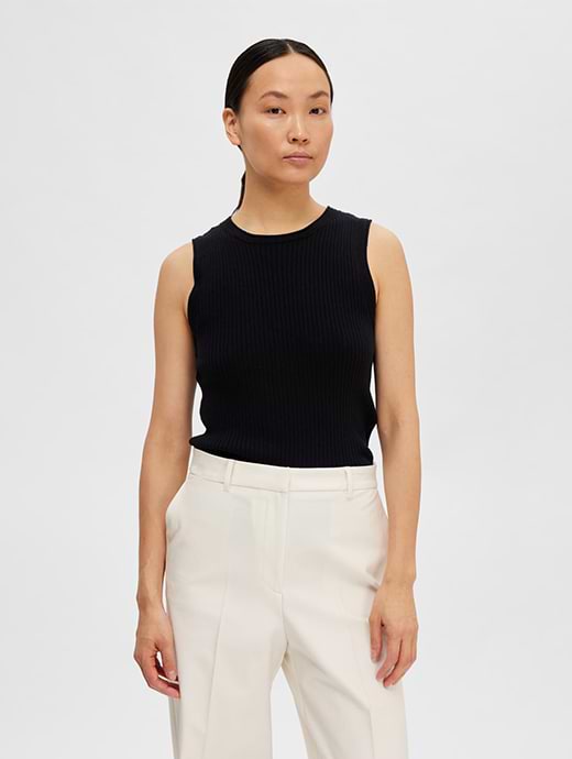 Selected Femme Slflydia O-neck Knit Top Black