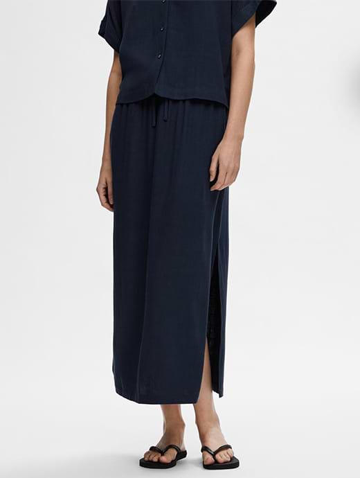 Selected Femme Slfviva Ankle Skirt Dark Sapphire