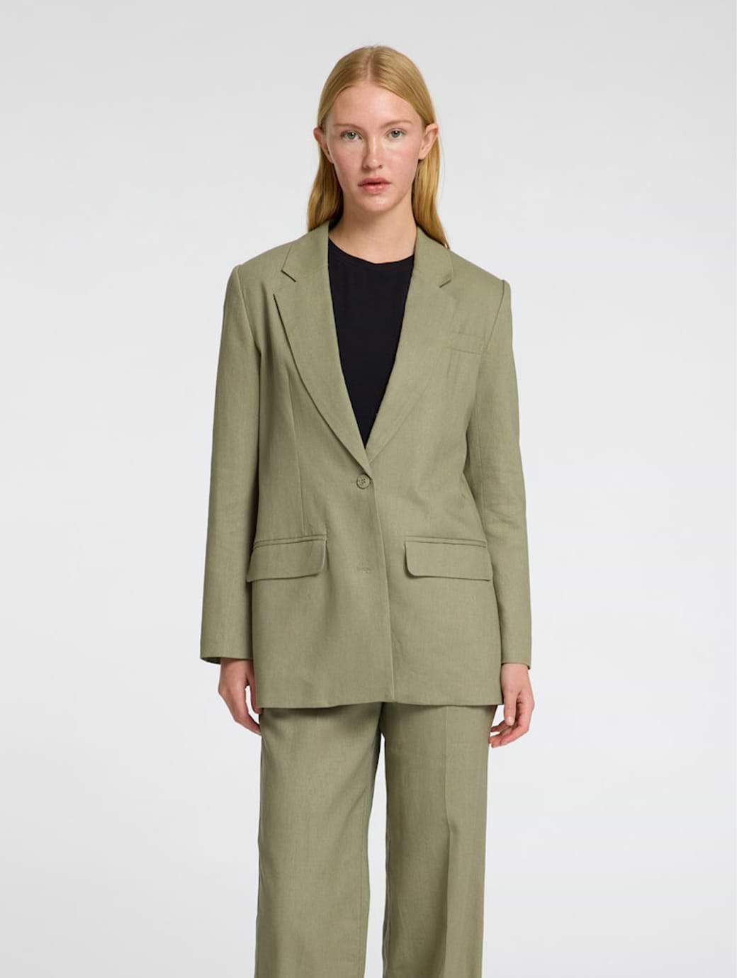 Selected Femme Tania-Rita Long Sleeve Relaxed Blazer Vertiver