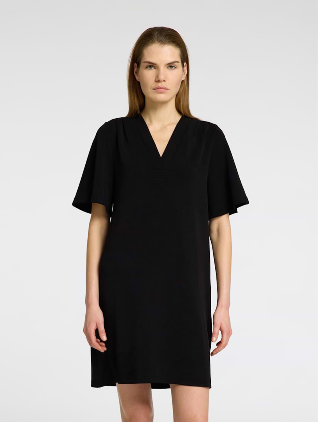 Selected Femme Tenny Short Sleeve V-neck Short Dress Black