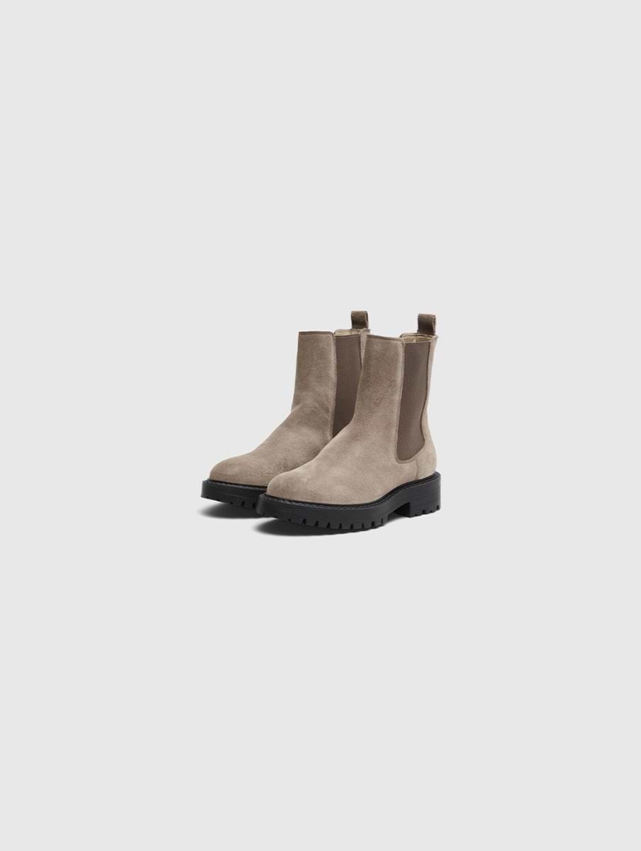 Selected Femme Vilma Suede Chelsea Boot Greige