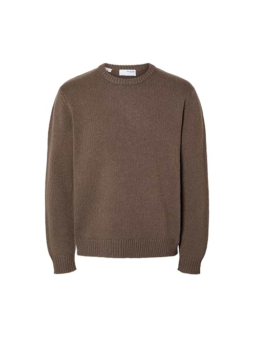 Selected Homme Cody Long Sleeve Relaxed Crew Neck Jumper Morel