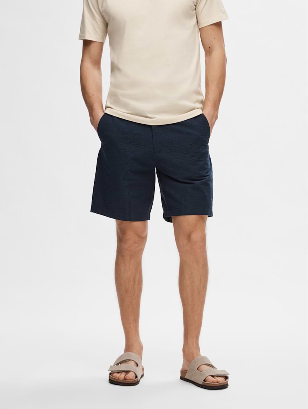Selected Homme Karl Seersucker Shorts Sky Captain