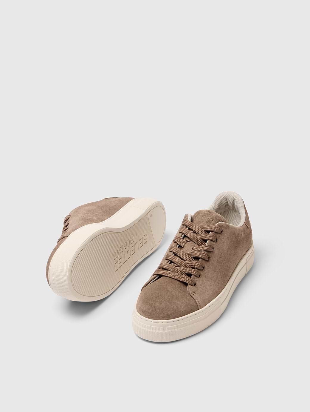Selected Homme Men's David Chunky Suede Sneaker Greige