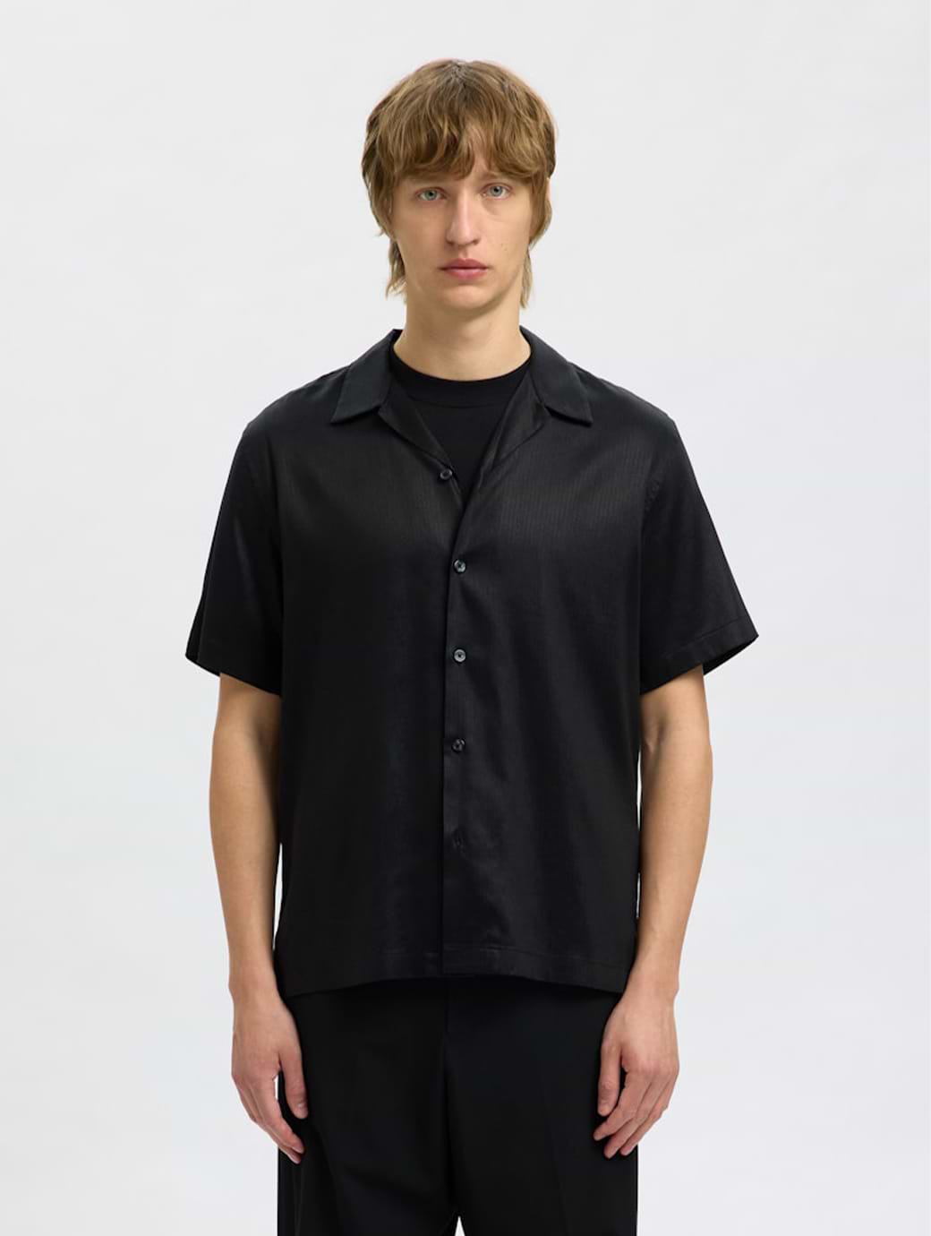 Selected Homme Noa Mix Short Sleeve Resort Shirt Black