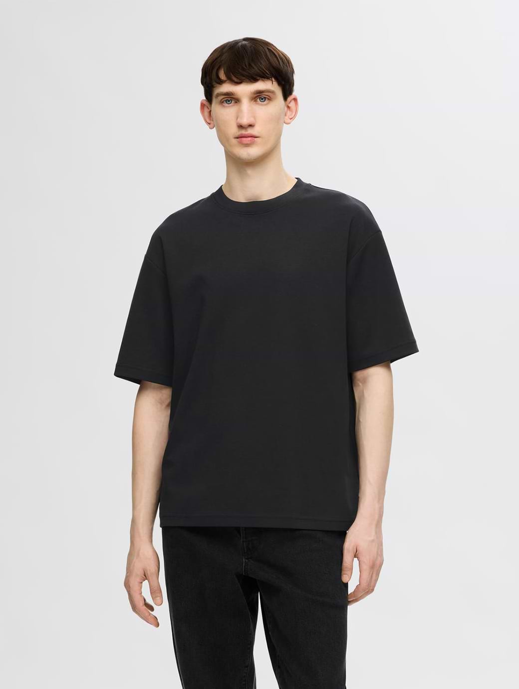 Selected Homme Oscar Loose Short Sleeve O-neck Tee Black