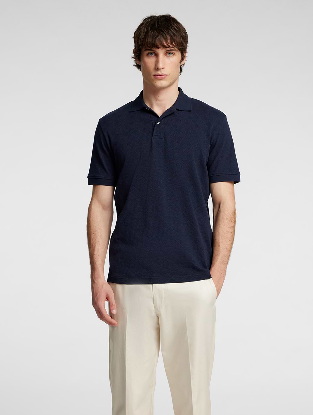 Selected Homme Paul Jacquard Short Sleeve Polo Sky Captain