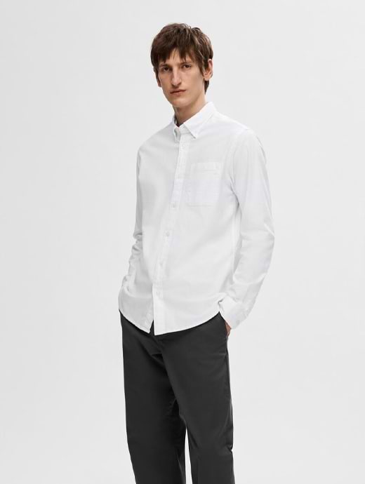 Selected Homme Regrick-Ox Long Sleeve Shirt White
