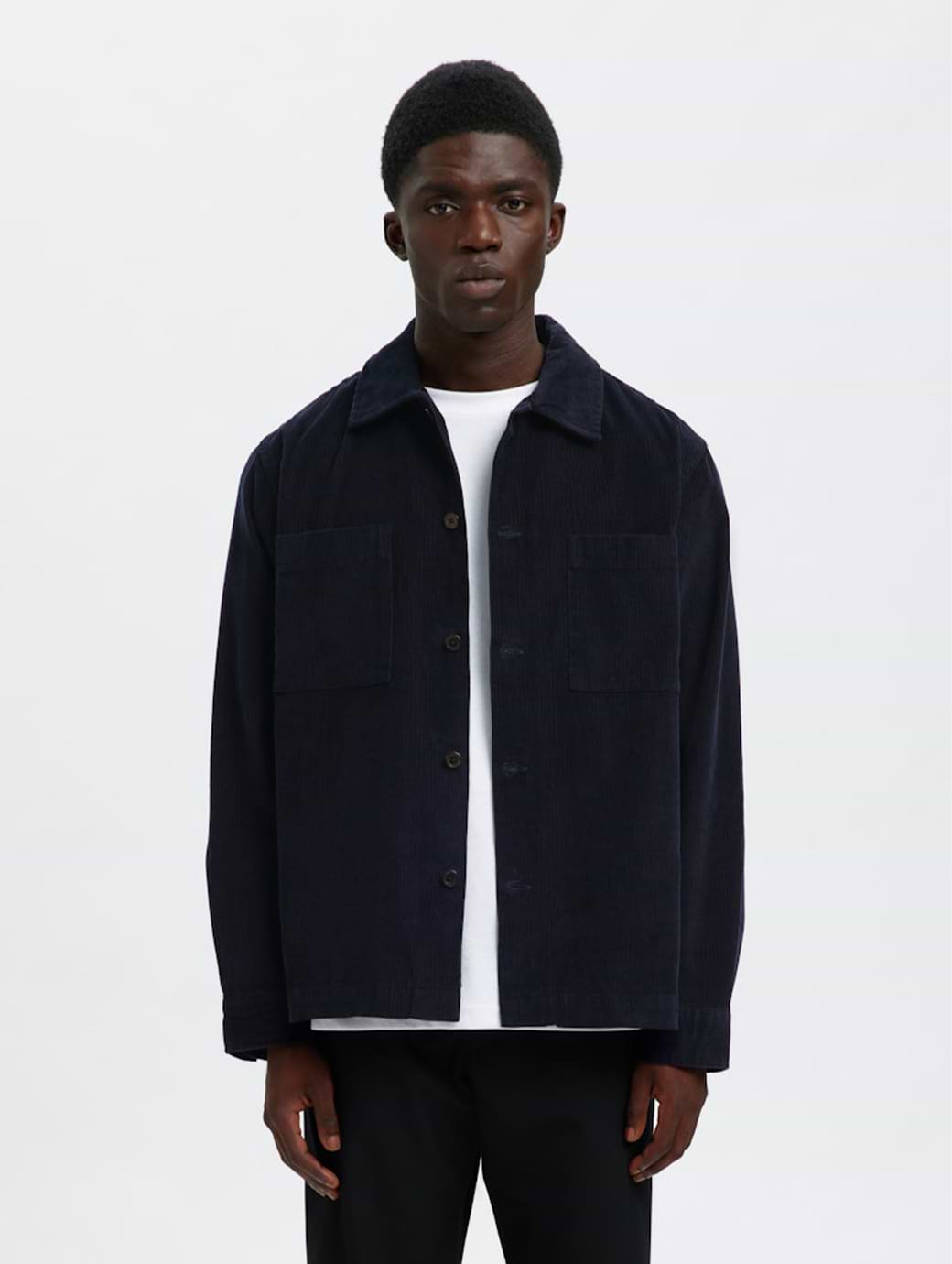 Selected Homme Tate Regular Fit Cord Overshirt Sky Captain