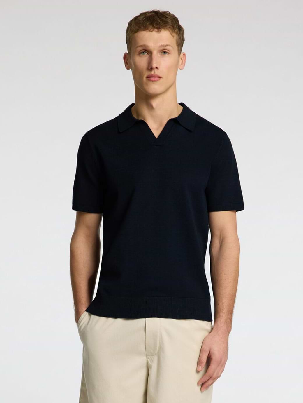 Selected Homme Teller Short Sleeve Knit Polo Sky Captain