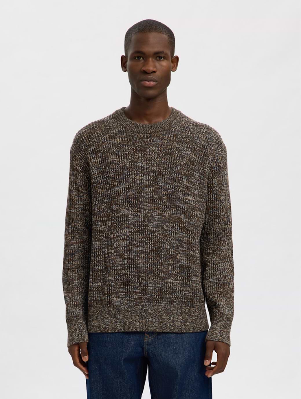 Selected Homme Tilum Long Sleeve Relaxed Fit Crew neck Knit Demitasse Twist