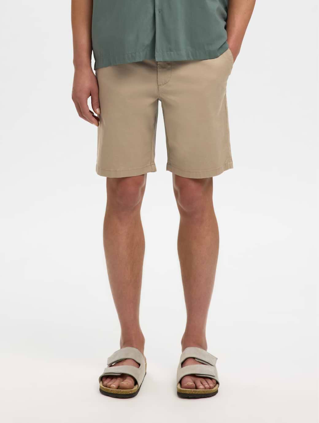 Selected Men's Slim-Miles Flex Shorts Greige