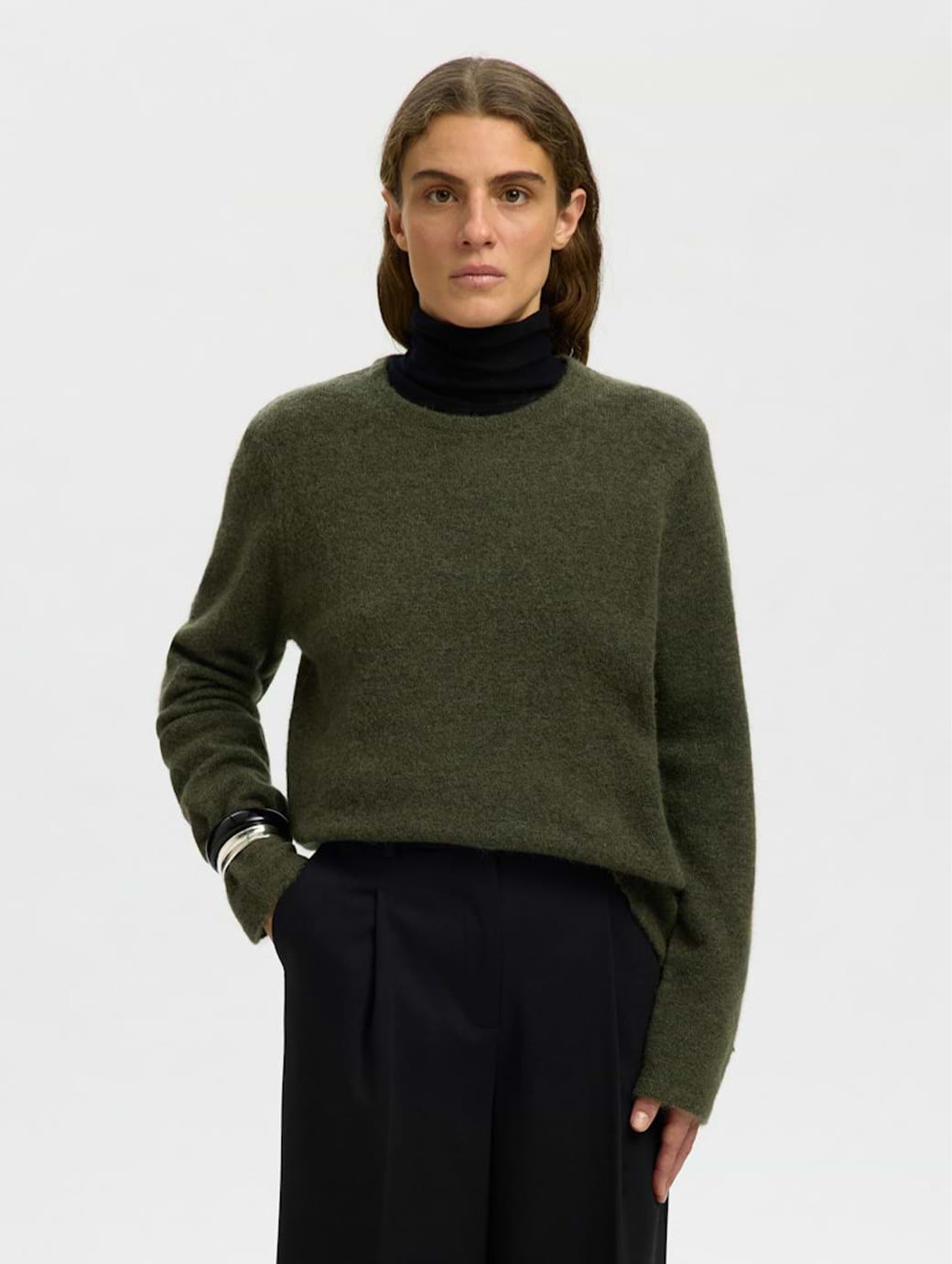 Selected Women's Lulu New Long Sleeve O-Neck Knit Kalamata