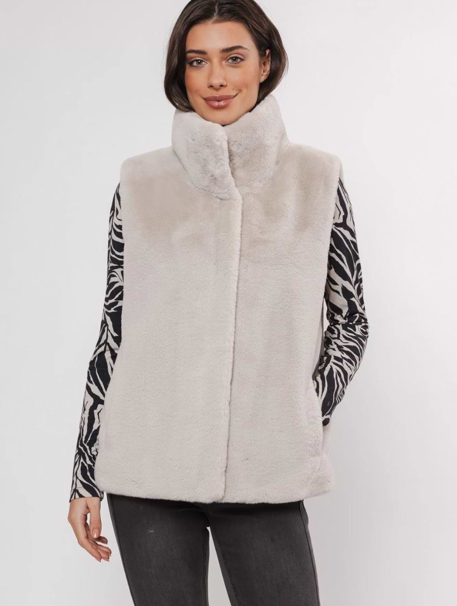 Rino & Pelle Lison Short Faux Fur Waistcoat Birch