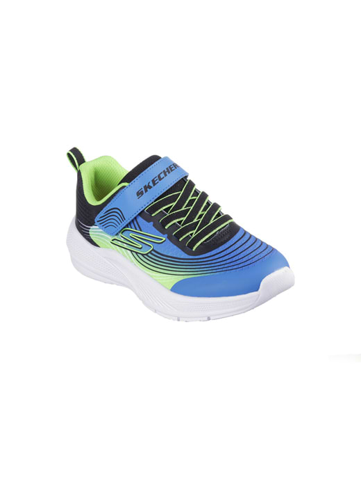 Skechers Boys Microspec Advance Lightweight Toddler Gore Strap Sneaker Blue Lime