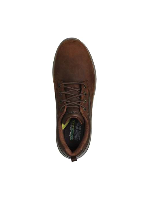 Skechers Men s Delson 3.0 Glavine Low Profile Waterproof Bungee Slip On Brown