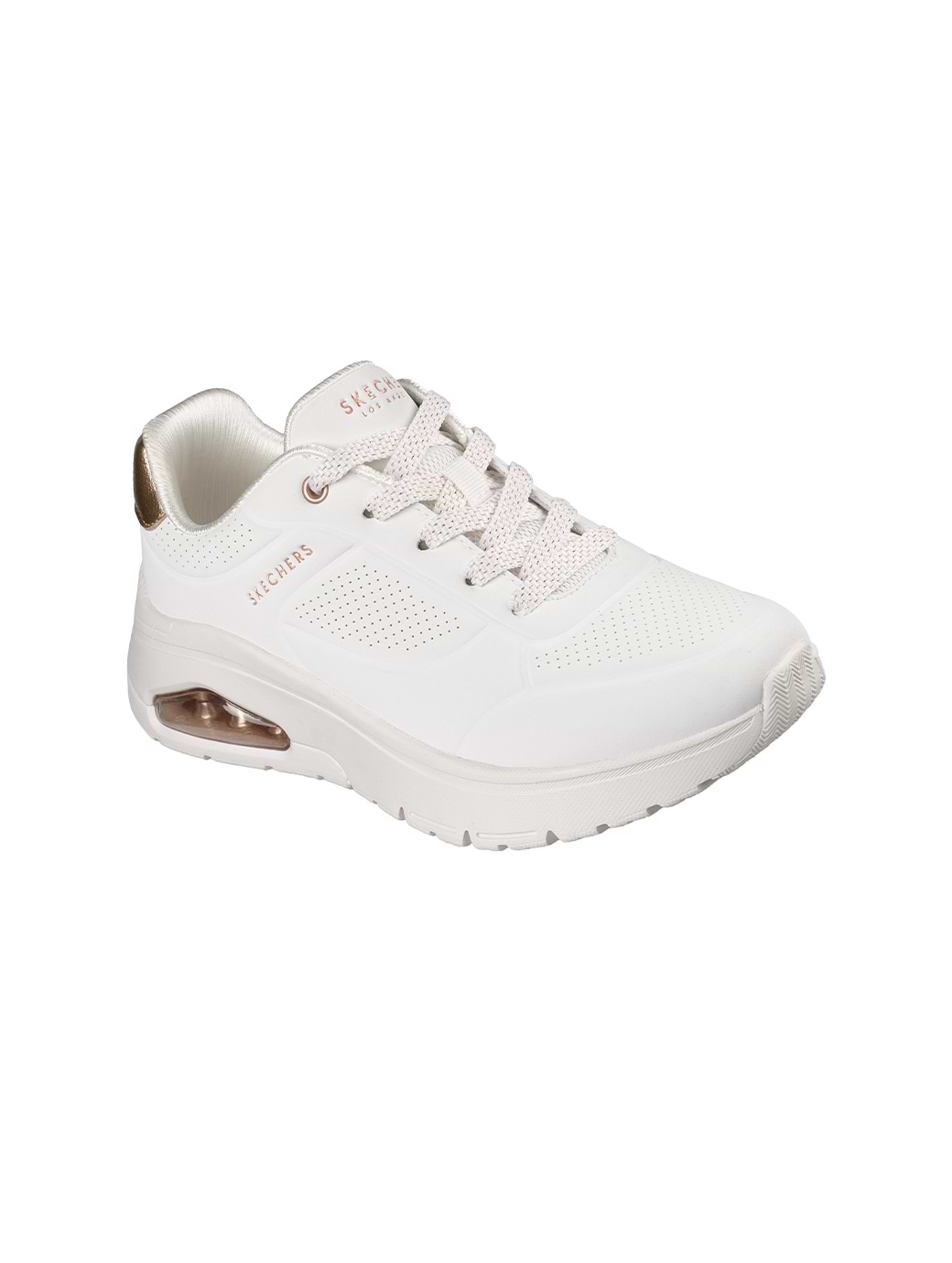 Skechers Women's Metallic Lace Up Sneaker Uno Flex - Echo Air White