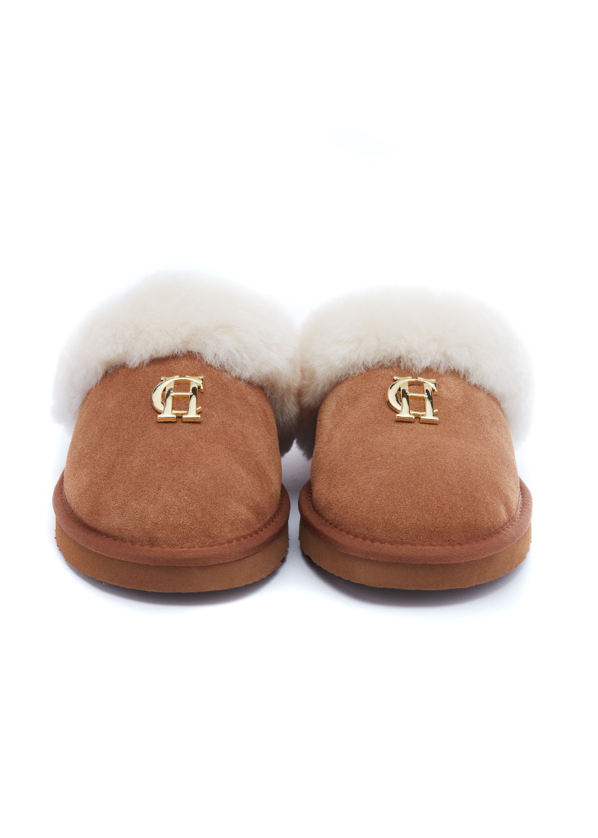 Holland Cooper HC Shearling Slipper Tan