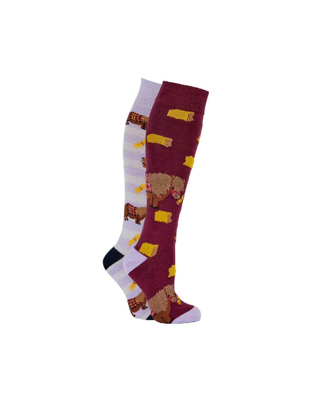 Sockshop WildFeet Women's 2-Pack Knee High Socks Pony Snacking On Hay