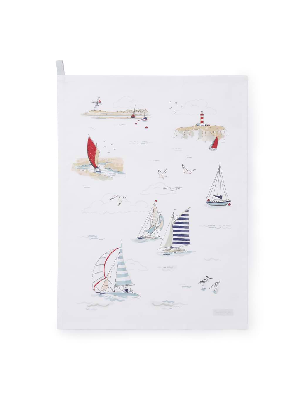Sophie Allport Coastal Boats Scene Tea Towel