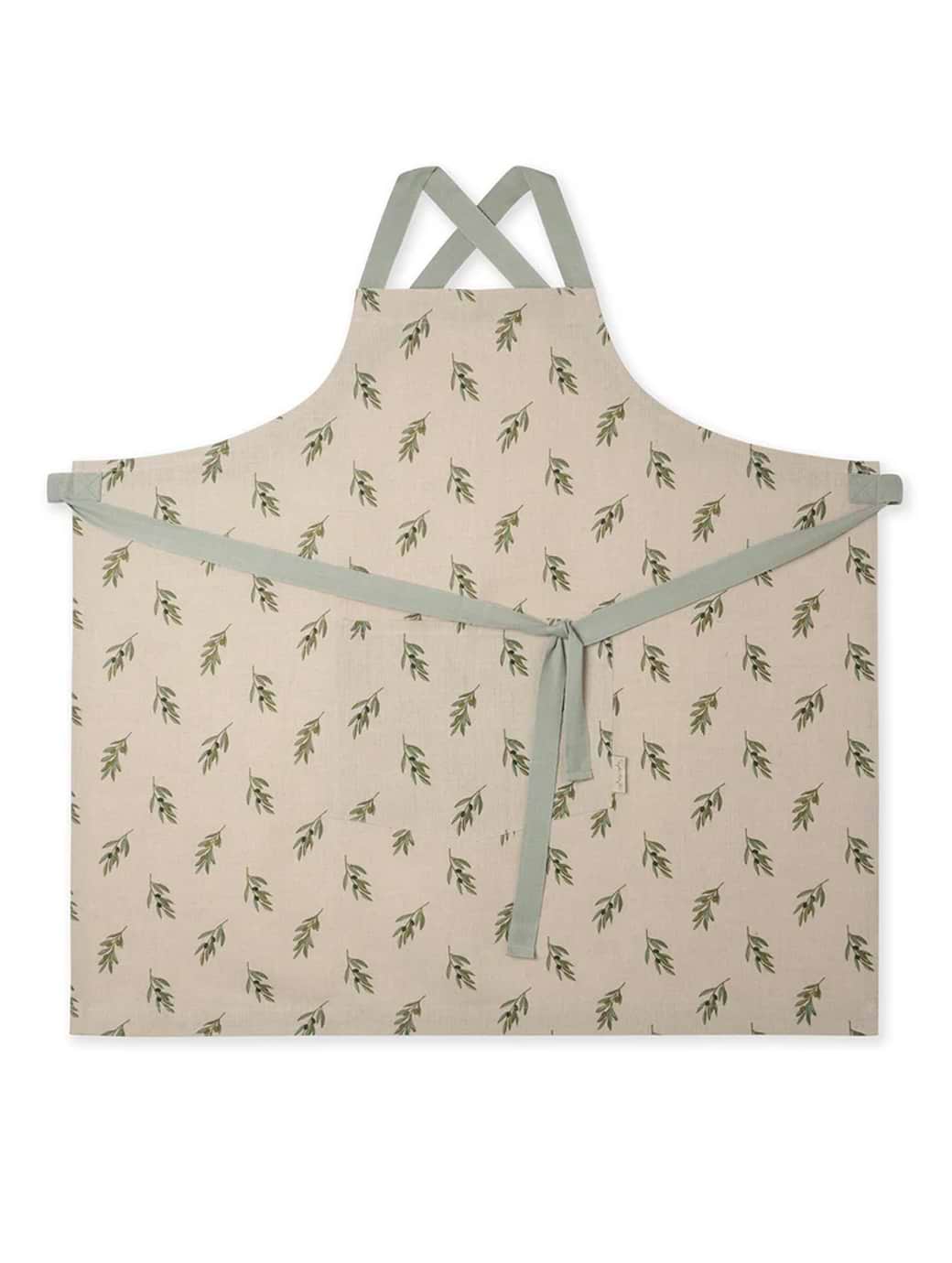 Sophie Allport Olive Linen Cross Back Apron 