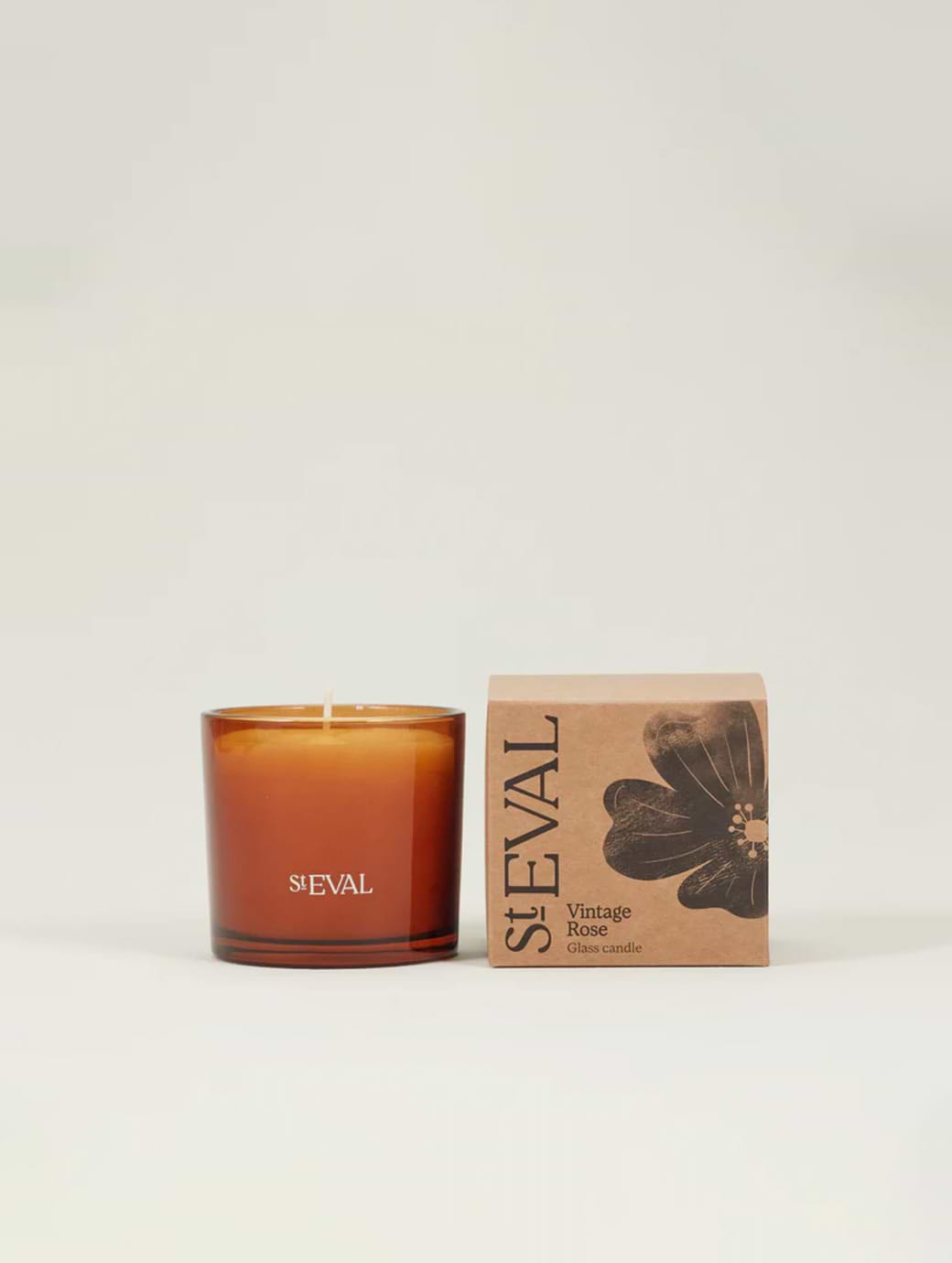 St Eval Candles Amber Glass Candle Vintage Rose Orange