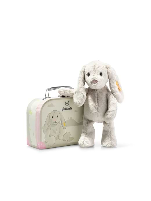 Steiff Hoppie Rabbit In Suitcase Light Grey -26cm