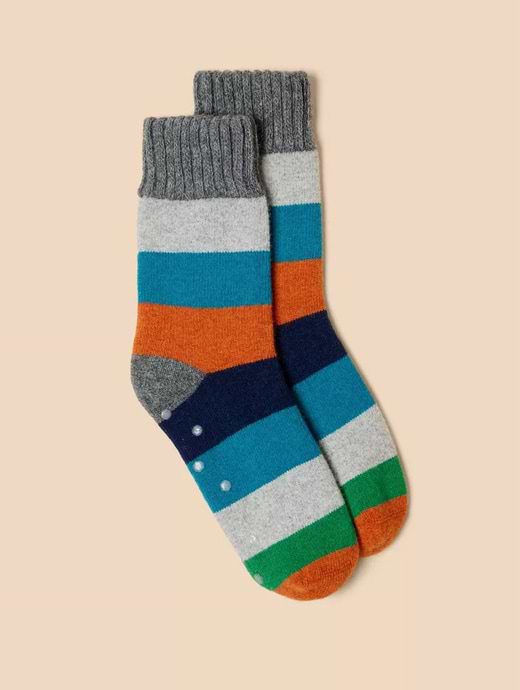 White Stuff Stripe Loopback Wool Mix Grey Multi