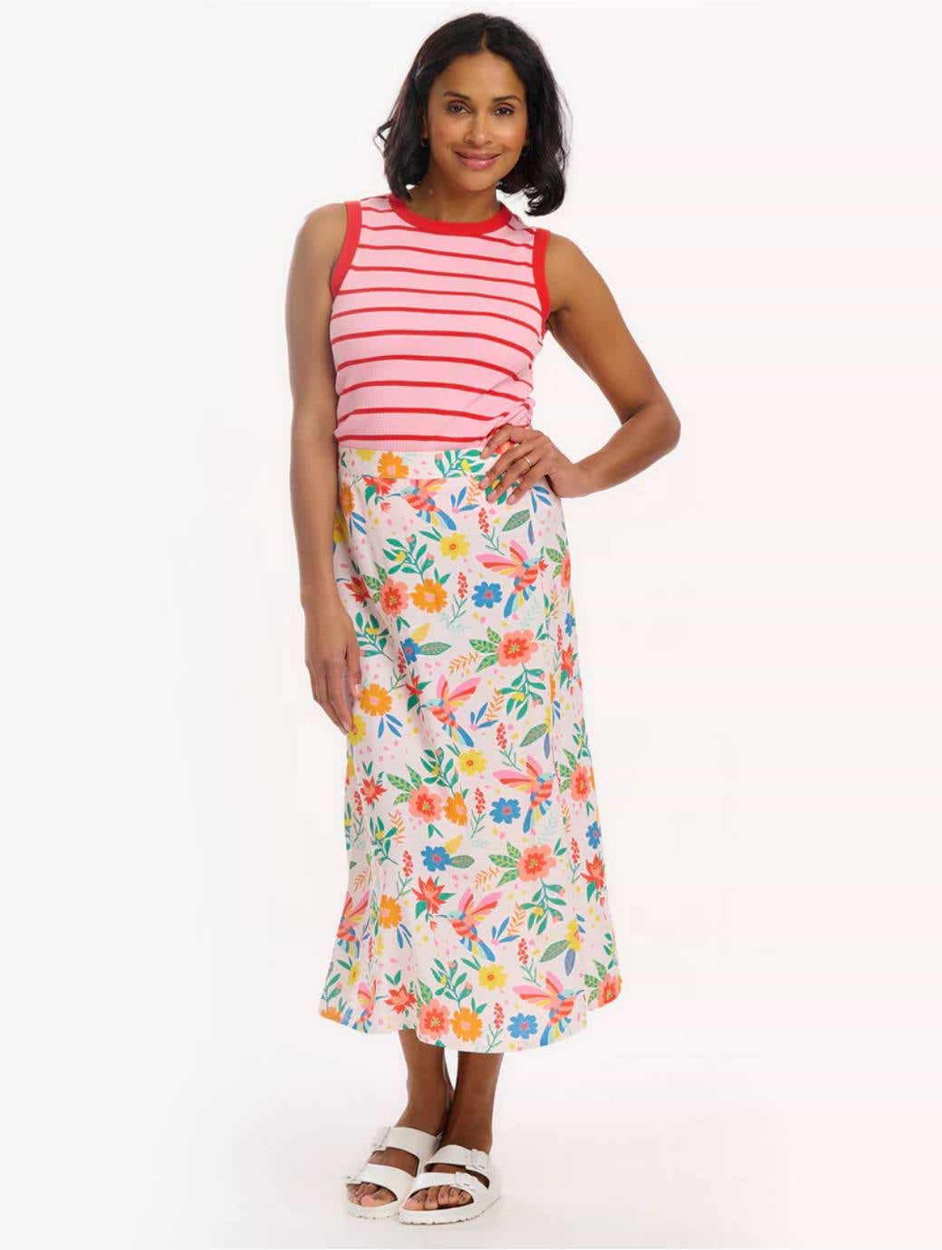 Sugarhill Rosalind Skirt Off-white Tropical Hummingbird