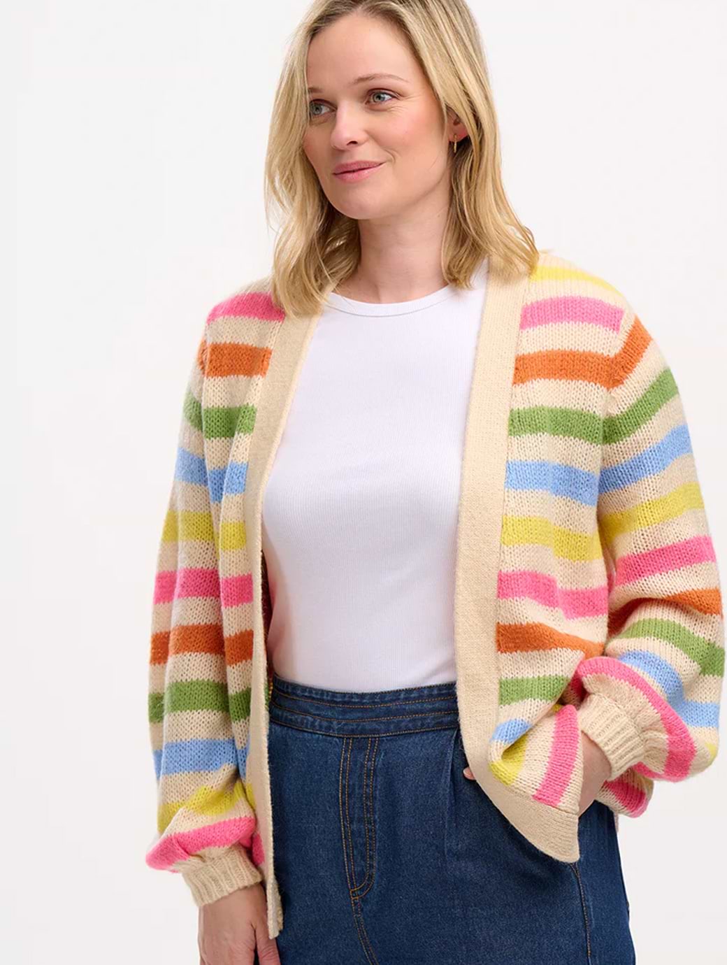 Sugarhill Yvette Cardigan Cream/Soft Rainbow