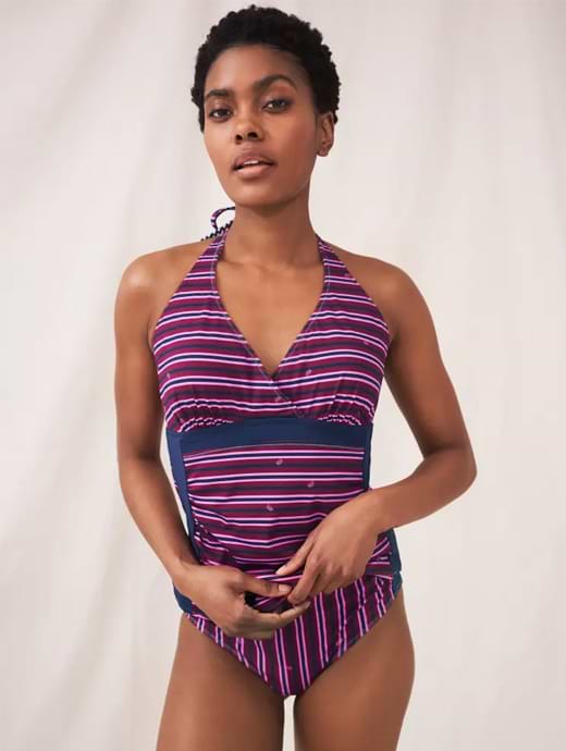 White Stuff Women's Sunshine Reversible Tankini Pink Multi