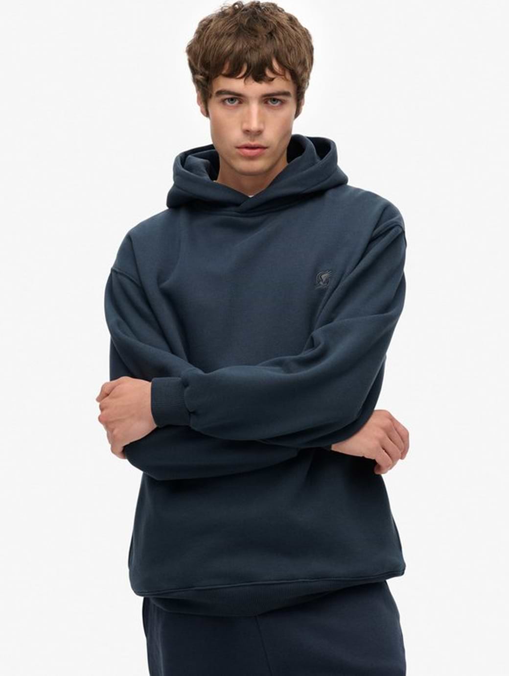 Superdry Men's Blank Oversized Hoodie Blueberry Navy
