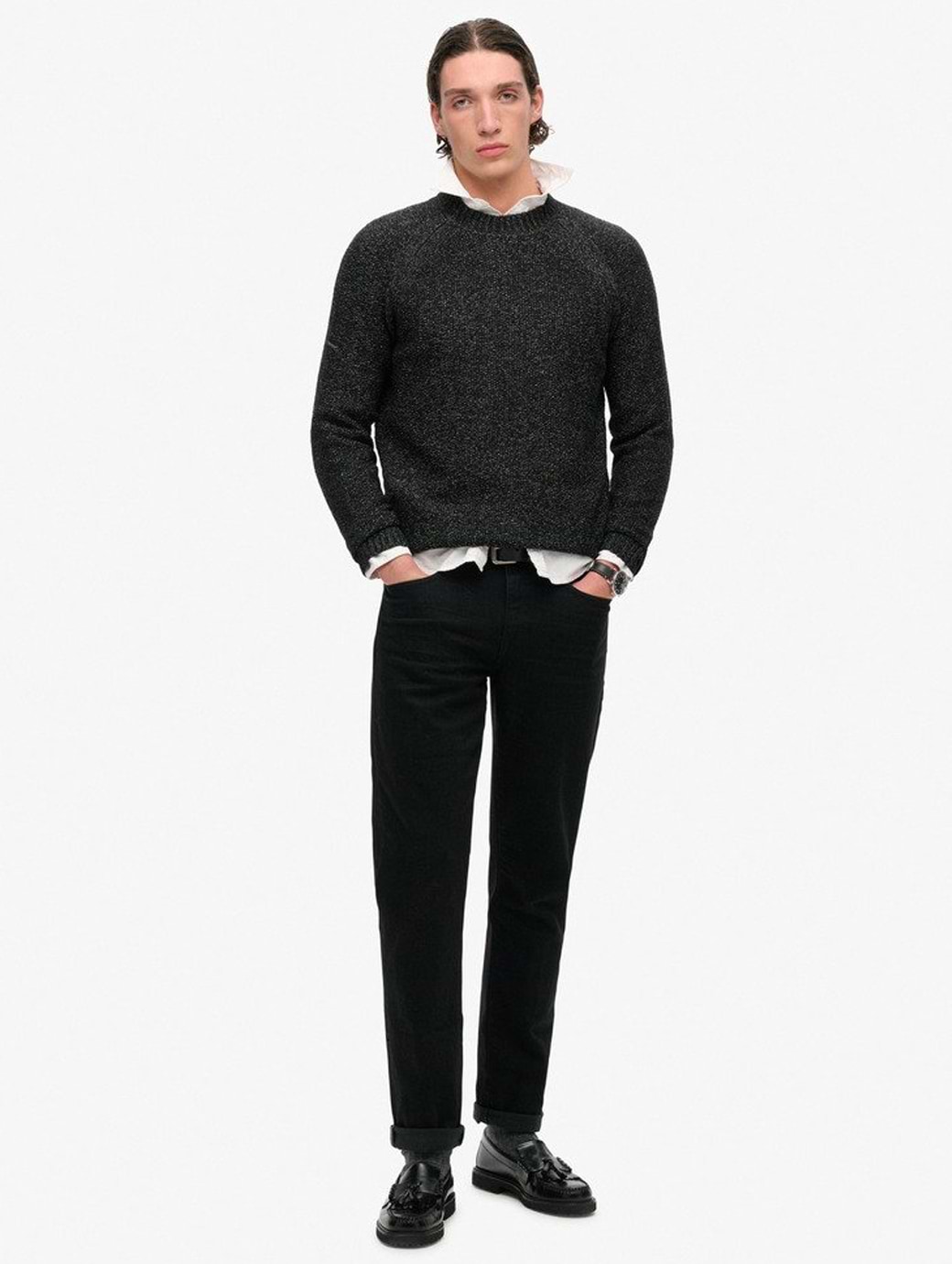 Superdry Men's Chunky Raglan Jumper Black