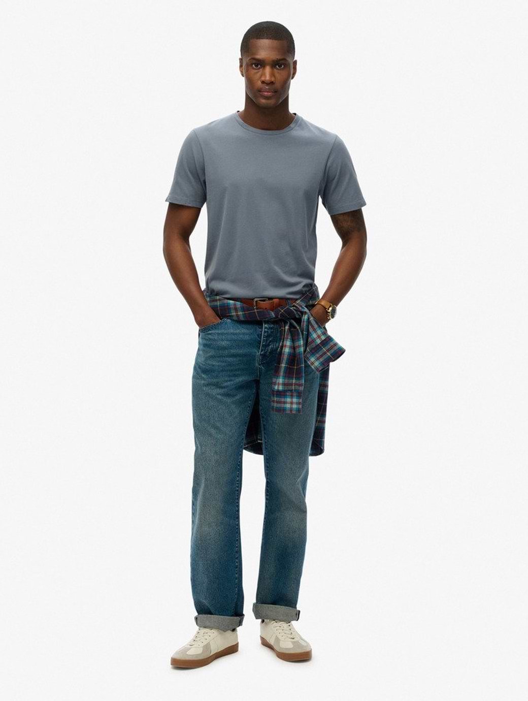 Superdry Men's Classic Essential Tee Stormy Weather Blue