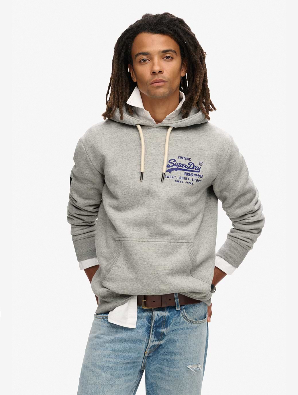 Superdry Men's Classic VL Graphic Hoodie Grey Marl