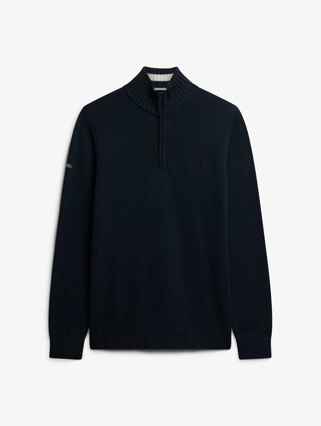 Superdry Men's Cotton Half Zip Knit Navy